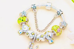 Very Rare Classic Silver Cubic Zirconia The Beauty & The Beast Charm Bracelet, Pandora Inspired Gifts For Her For Christmas Or Birthday