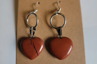 Red Jasper Stone Heart Earrings