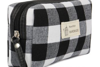 Plaid Zipper Cosmetic Pouch