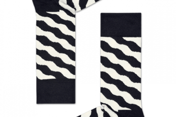 Wavy Polka Socks – Black/White (9-11)