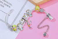 Very Rare Classic Silver Cubic Zirconia The Beauty & The Beast Charm Bracelet, Pandora Inspired Gifts For Her For Christmas Or Birthday