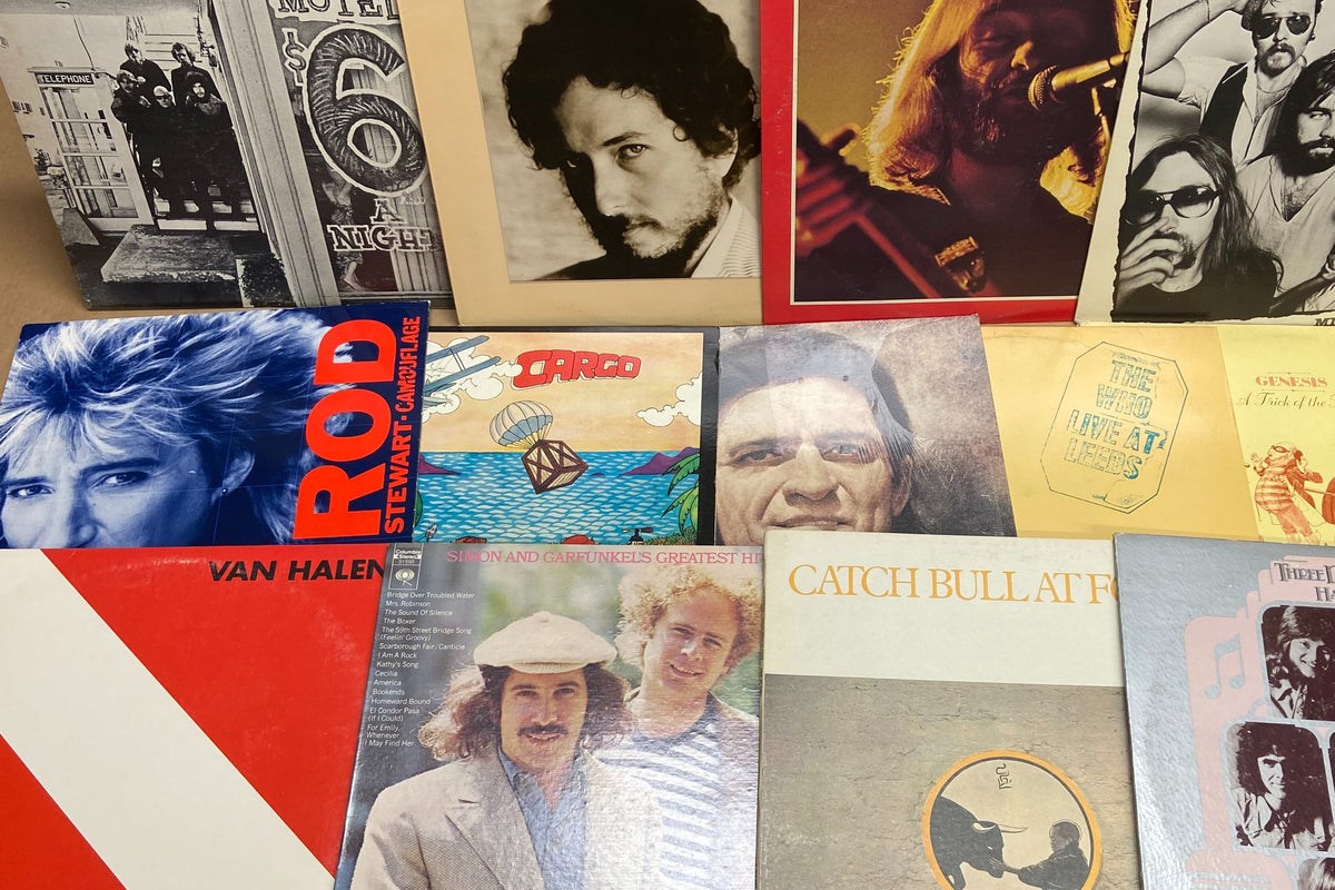 Sample of types of 1970s era classic rock box option.  These are just examples, not the exact records that you would receive.