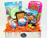 Nov 2025 Fidget toy box 
•Top Trenz Squishmallow squish pop
•Wally Crawlys
•Pin Prints
•Dimple pop
•stretchy dog
•Playfoam pals
•Astro Ball