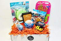 Nov 2025 Fidget toy box 
•Top Trenz Squishmallow squish pop
•Wally Crawlys
•Pin Prints
•Dimple pop
•stretchy dog
•Playfoam pals
•Astro Ball