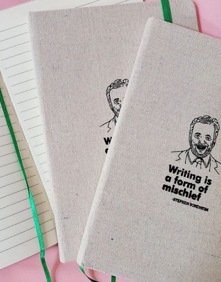 Stephen Sondheim blank lined Broadway musical journal - Writing is a form of mischief