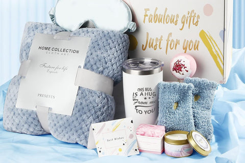 Gifts for Women, Care Package for Women, Relaxing Spa Gift Box Basket, Birthday Baskets, Get Well Soon Gifts with Luxury Blanket, Unique Holiday Gifts Basket for Women, Her, Sister, Mom, Best Friends
