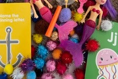 Kinetic sand
Hands on play
Mermaid fun
learn and grow
skill builders 
learn about letters and numbers
sensory box 