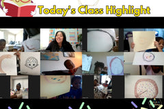 Class highlight. Virtual class session with children participating in activities guided by a preschool teacher.