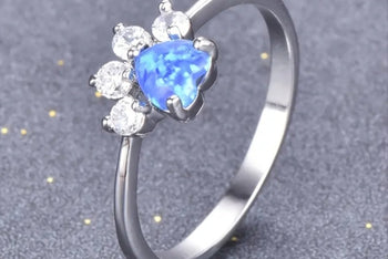 Blue Fire Paw Shaped Ring