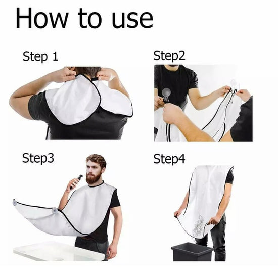 50% off Men Facial Hair Beard Trimmings Catcher Whiskers Bib Shaving Apron Cape Cloth Kit (2 suction cups included) | Father | Barber |
