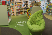 Colorful graphic showcasing the Reading Bug Box logo and subscription service details for children's books