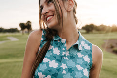 This is the Azalea flowers women's sleeveless polo. It is not only stylish, but comfortable, and goes with just about anything. 