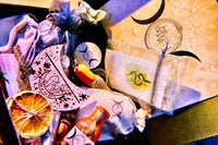 Imbolc offering with Sunwheel Altar gift, Tarot card holder, Renewal bath blend, Organic Ritual Tea, Ritual Oil, Incense blend, + more