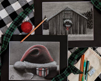 Our December 2025 Art Box, will include the drawings, Barn Wreath and The Last Gift.  Come and get dirty with us and create.