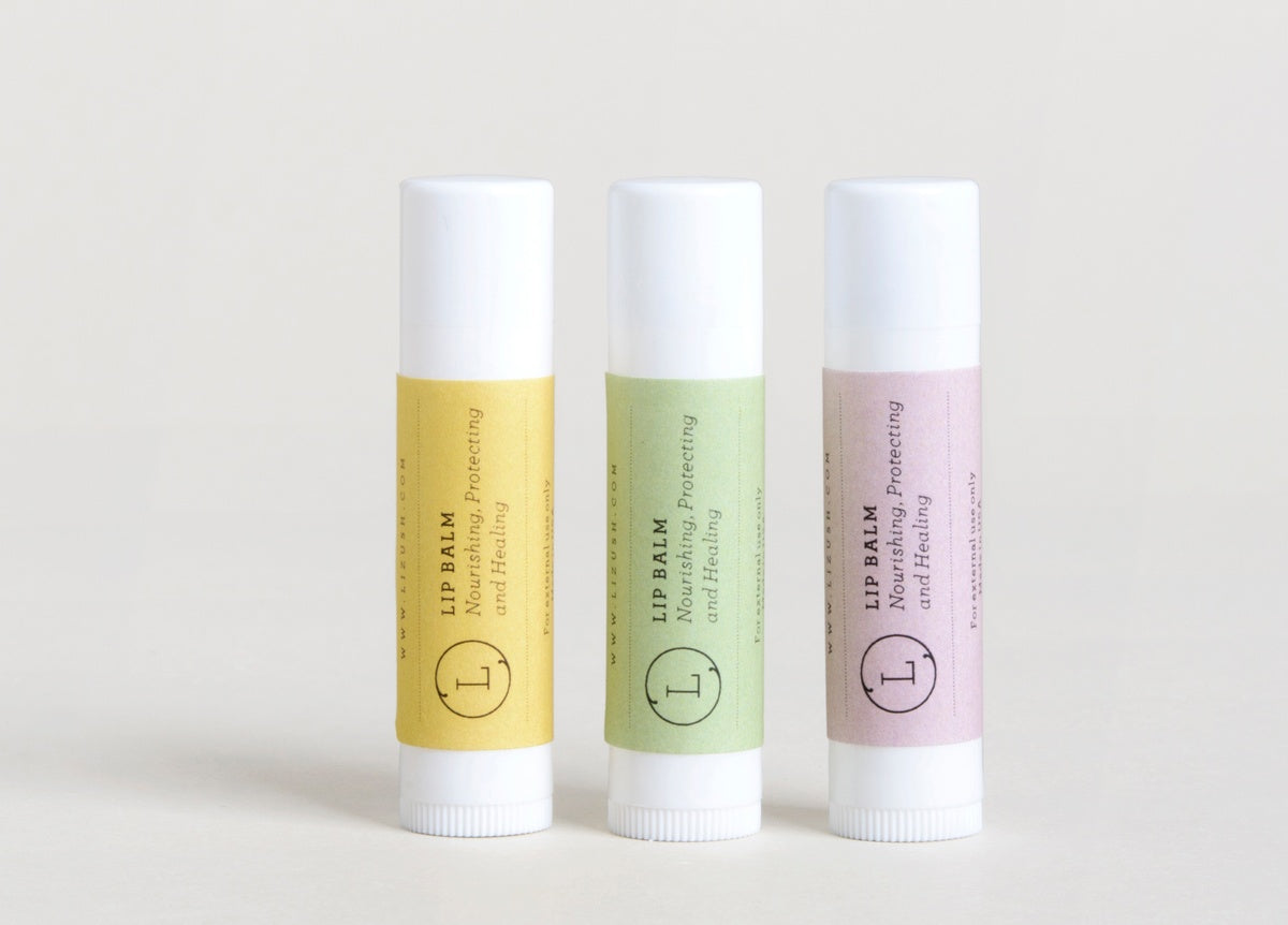 Lip Balm, Set of 3 Natural Unscented Lip Balms