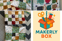 Each box is filled with high quality cotton fabric, a pattern and notions to complete the projects.  There is extra in each box.