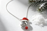Silver Bells Santa Hat Pendant Necklace