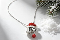 Silver Bells Santa Hat Pendant Necklace