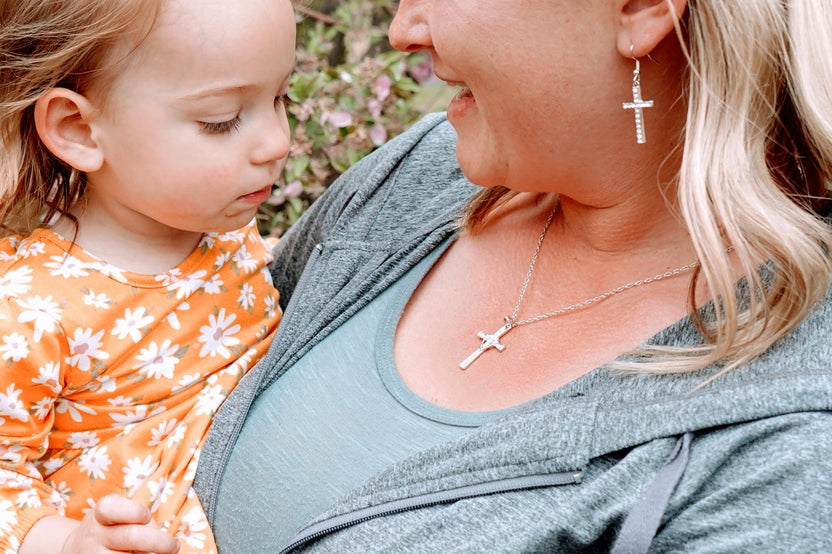 Cross Earrings (silver plate and Crystal)