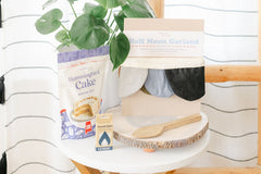 We love to celebrate our birthday! This birthday month box featured a cake mix, candles, a cake server, + a reusable garland!