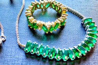Emerald Green Gemstone Tennis Slider Bracelet & Ring Set, 2 karats