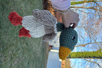 example of a medium size mallard.  Medium size handmade crochet mystery toys are between 11-14" in height.