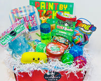 Paint by Sticker Book, Wally Crawlys, Sugar Squish, Twinkie, LED ball, Spiral liquid timer, Thinking Putty, Tangle, butter putty, Bead balls