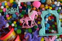 Kinetic sand
Hands on play, playdough
unicorn fun
learn and grow
skill builders 
learn about letters and numbers
sensory bin