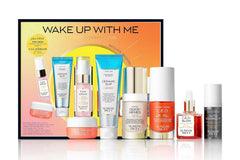 No background photo of a skin care gift box or a set called wake up with me. They are all welness, spa and health products