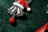 Silver Bells Santa Hat Pendant Necklace