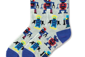 Boy's Robots Crew – Grey Heather