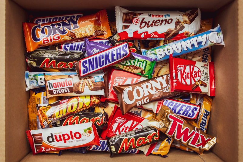 Snacks and Chocolate Club box filled with candy and chocolate