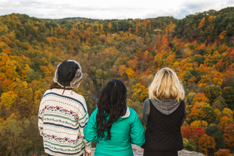 Friends enjoying cozy autumn views