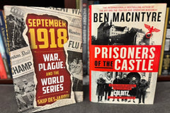 Two hardcover books curated by Bradley's: September 1918 and Prisoners of the Castle, valued at over $50 retail price.