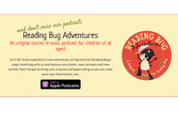 Colorful graphic showcasing the Reading Bug Box logo and subscription service details for children's books