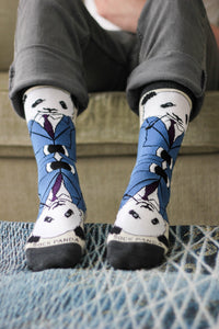 Dignified Reflective Panda Wearing a Suit Socks (Men's Sized)