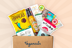 Vegancuts Monthly Snack Box Open the Door to sweet & savory vegan snacks from the longest standing vegan subscription company
