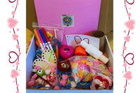 February Valentine's box with 20 OT activities, crafts, sensory materials, and fine motor tools for ages 4+