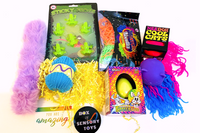 Easter Fidget Toy Box bubble pop, grow egg, sticky frogs, stretch noodlies, Needoh cool cats, squish egg, fuzzy bracelete