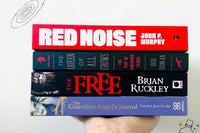 Brown subscription box filled with four surprise fiction books, offering captivating stories and diverse plots for literature lovers.