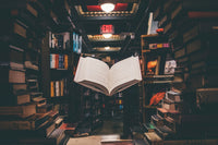 A person holding an open hardcover book with red edges, showcasing a cozy reading moment for book lovers with the Fantasy Books Club subscription