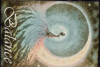 "Balance" Altar Card (3.5x5) for the Full Moon in Cancer. A depiction of a watery base flowing into a woman within the Moonlight. Blue hues.