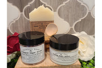 Our spa box now comes with either a natural whipped soap or body sugar scrub.  Both will keep your skin soft and glowing.