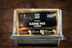 Moda Ezine style mix feta cheese consists of three slices. One each slice of sheep's milk, cow's milk and goat's milk feta.