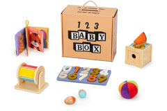 123 Baby Box is a monthly subscription box for babies. This box comes with developmental toys tailored to your baby's age and stage