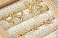 Gold Plated Over Silver CZ Ear Stack Gift Set — 5 Pairs