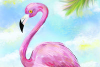 4x6 flamingo art print, number 01 in The Little Art Collection series, showing a pink flamingo with tropical leaves.