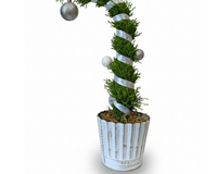 Lemon Cypress Tip Over Tree in Gold Wash Metal Tin