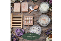Classic Bliss spa subscription box with botanical bath and skincare products
handmade soap, sugar scrub, and body cream