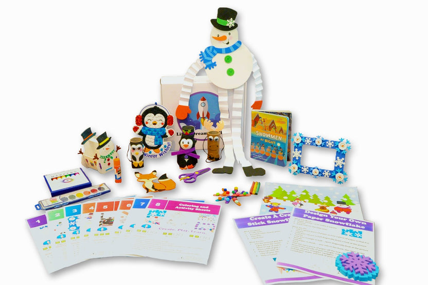 Contents of winter craft box, ages, 3-5